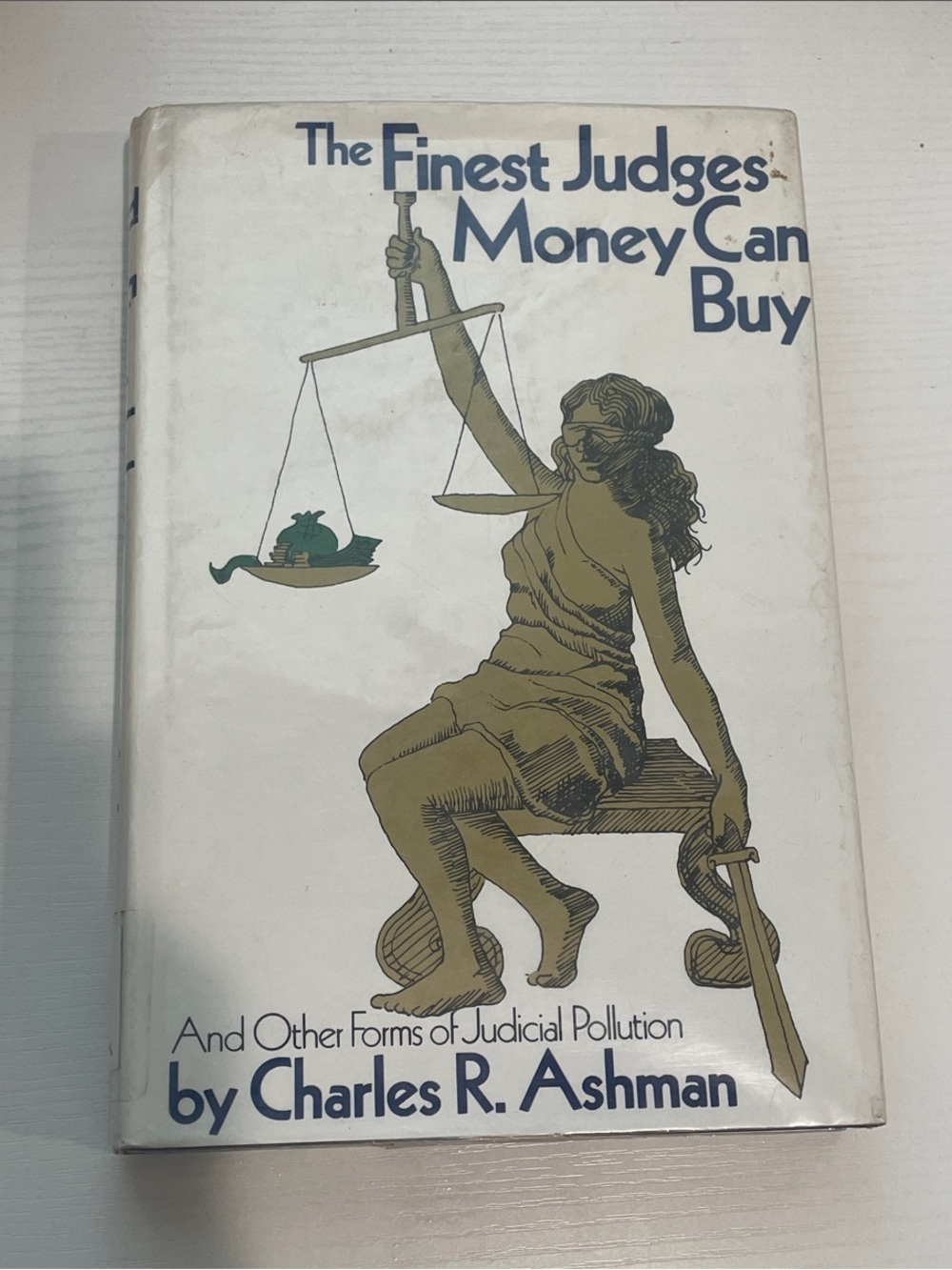 Ash White Hardcover with Blue Spine Text